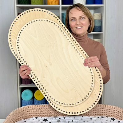 Wooden floor for crochet Moses basket with 10 mm holes