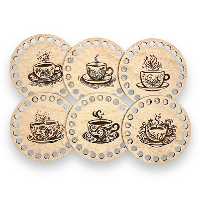 Wooden coasters for crocheting 10 cm