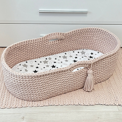 Baby Moses basket without hood, t-shirt yarn